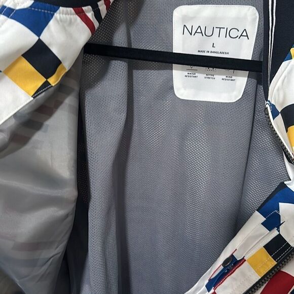 NWOT Nautica Mens Multicolor Water‎ Wind Resistant Stretch Bomber Jacket Large - Picture 5 of 9